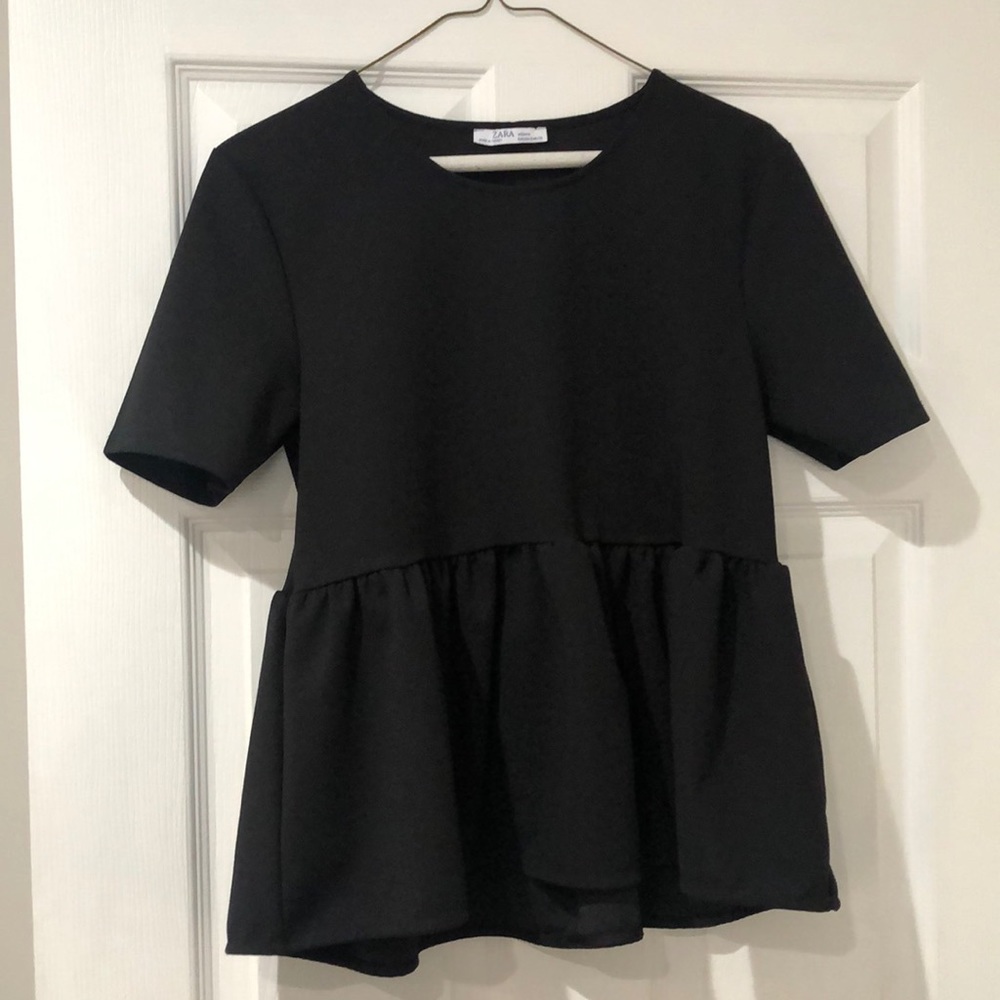 Zara Black Peplum Top